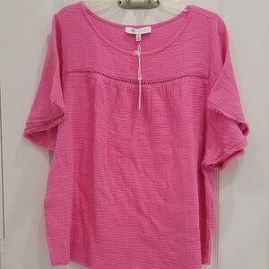 NWT FEVER pink butterfly sleeves top